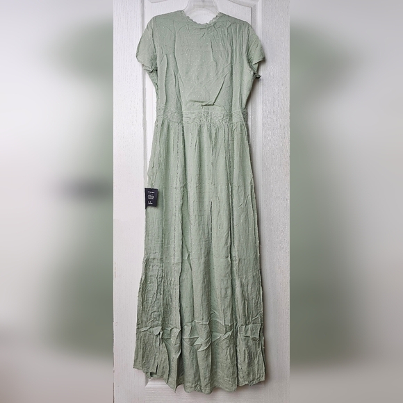 Lulus Women's Completely In Love Sage Green Swiss Dot Button-front Maxi Dress L - Picture 9 of 14